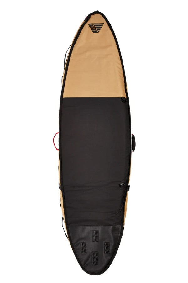 Veia Supplies 6'6 Four Surfboard Travel Bag showing base of bag in desert and black colours