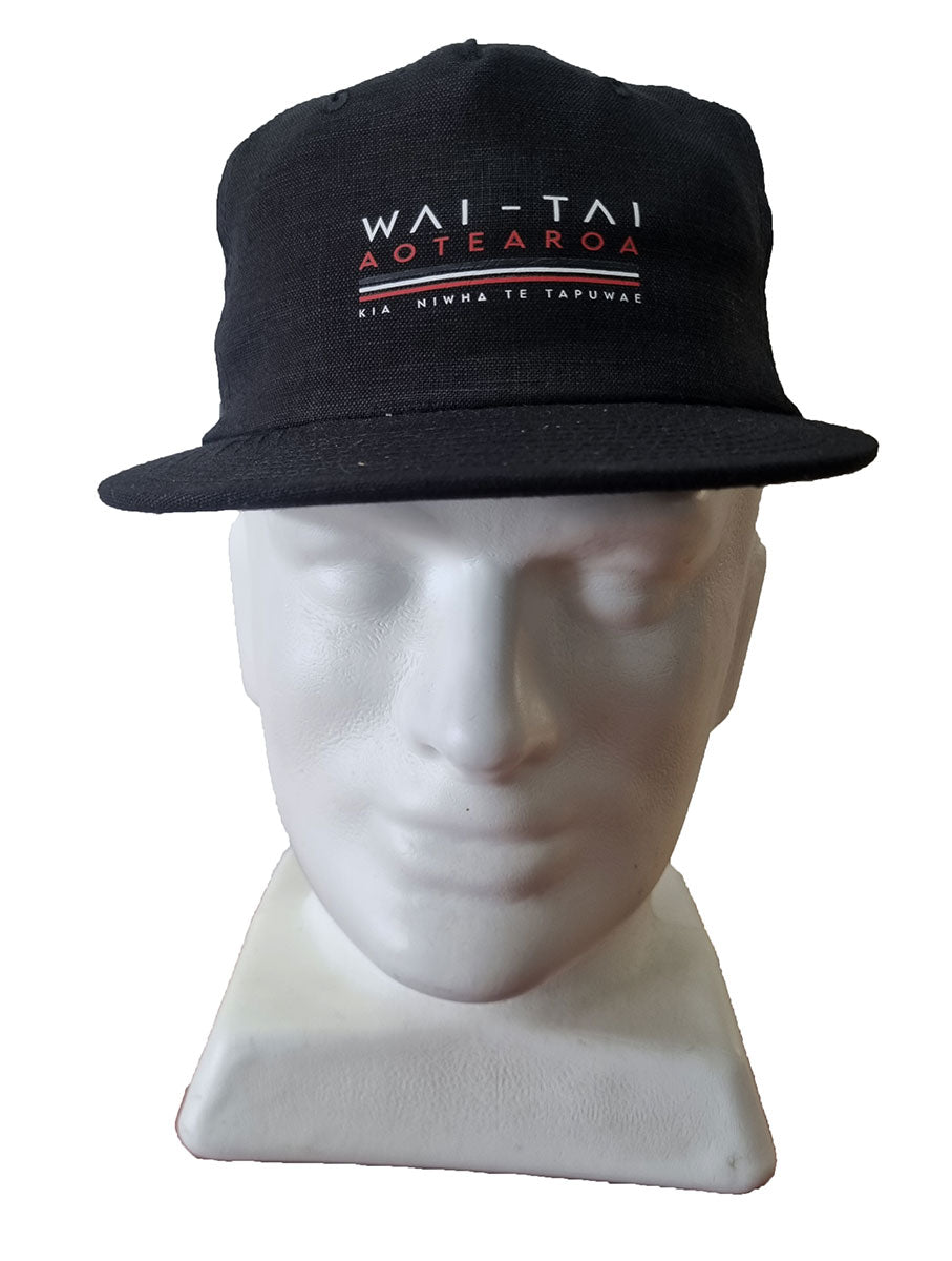 Wai-Tai Tohu Potae - Linen Cap in black