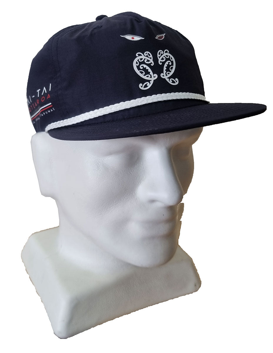 Wai-Tai Tipua Surf Rope Potae Snapback Cap in navy