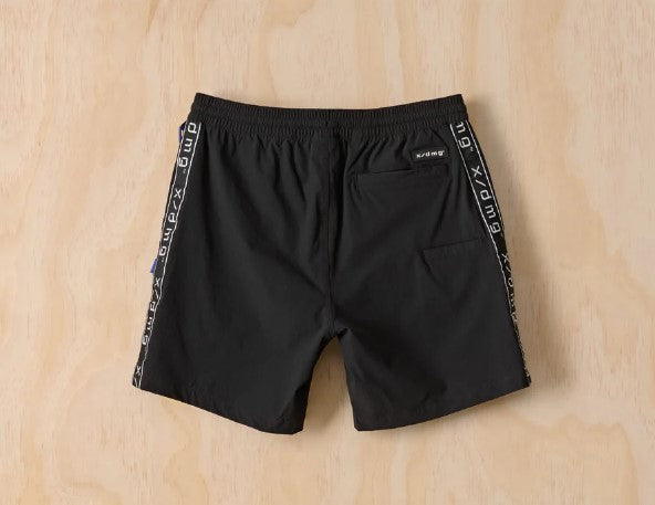 X-DMG X20 Stripe Elastic Waist Shorts in black from rear