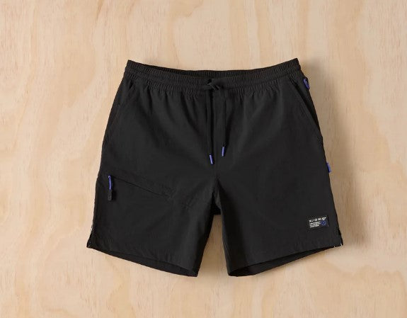 X-DMG X20 Stripe Elastic Waist Shorts in black from front