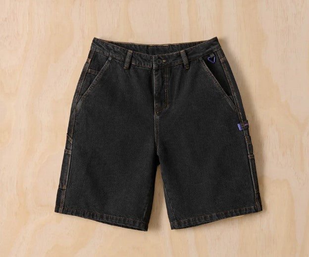 X-DMG X23 Denim Shorts in black wash from front